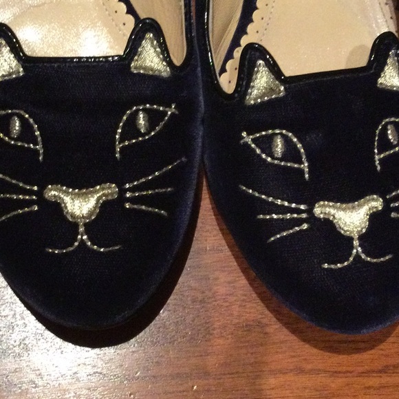 Charlotte Olympia kitty shoes in 36.5 in navy velvet - Picture 2 of 10